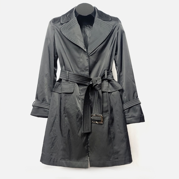 Contemporaine Simons Belted Black Trench Coat XS - Picture 1 of 8